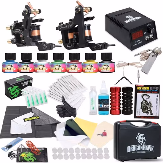 Complete Professional Tattoo Kit Rotary Tattoo Machines Gun Kits for Body Art