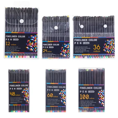 12/24/36/48/60/100 Color Suministros de oficina Arte Dibujo Fineliner Color Pen