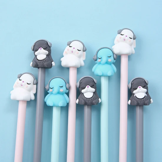 Pluma de gel de elefante de varios colores para fiesta de animales de dibujos animados de diseño coreano